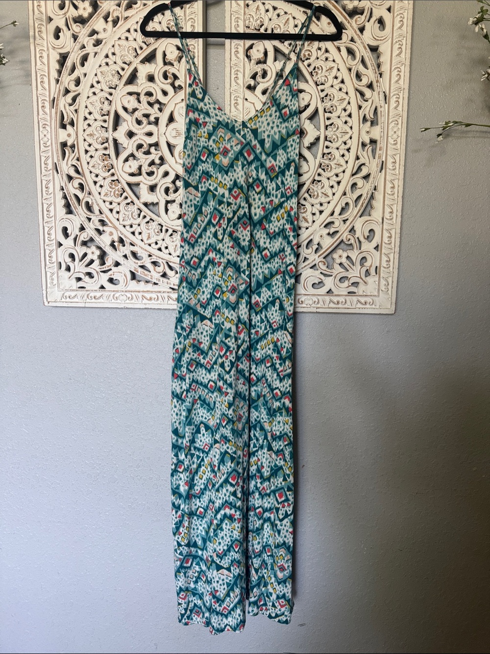 Old Navy Teal Aztec Print Maxi Dress